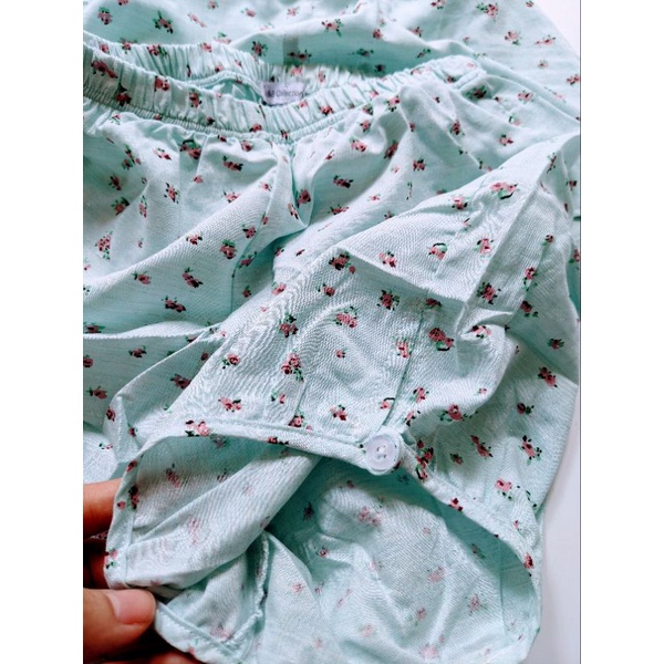 Bộ bé gái hoa nhí baby doll xanh mát