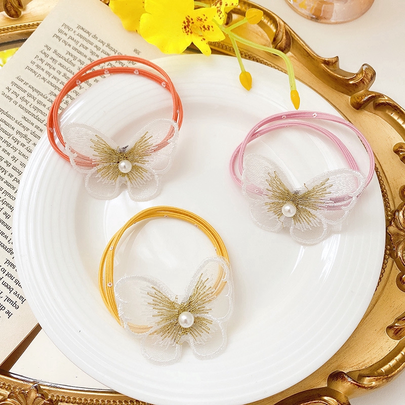 Dây buộc tóc hình bướm phối ngọc thiết kế dễ thương d2071305