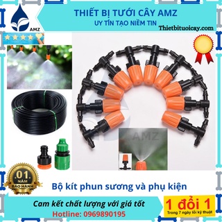 Bộ tưới phun sương 12 đầu tưới 1 hướng tưới lan, làm mát điều chỉnh được vòi đầu béc tưới màu cam