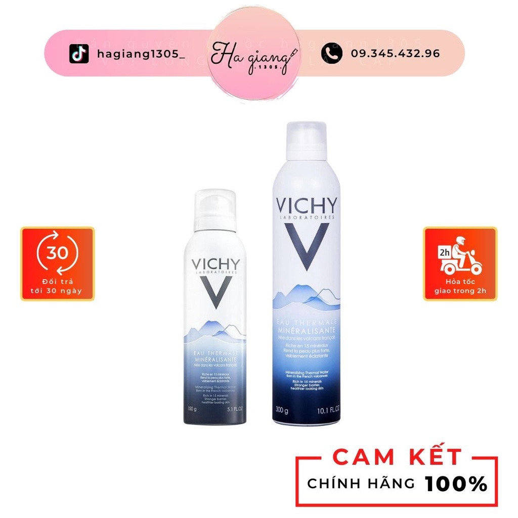 Xịt Khoáng Vichy Eau Thermale Mineralisante 150g - 300g làm dịu da, cấp ẩm tức thì