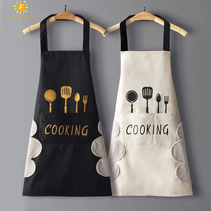 Nhà Bếp Nấu Ăn Tạp Dề Chống Thấm Nước Chống Thấm Dầu Vải Oxford Cho Nấu Ăn Tấm Bảo Vệ Tay Điều Chỉnh Lau Túi Treo Cổ Tạp Dề Thời Trang Cà Phê Làm Việc quần Áo FLOWERDANCE