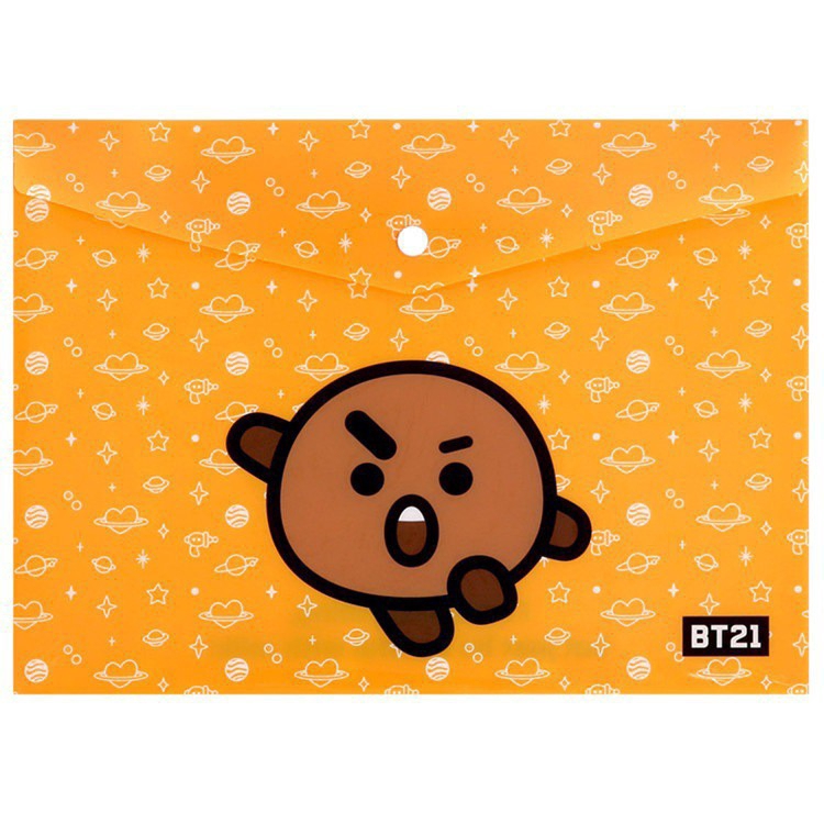 Túi đựng bài kiểm tra A4 Kpop BTS BT21 Durable Folder Cute Snap Cartoon File Bag Document Organizer Storage bag File Folder Office School Student Supplies Stationery kids gift