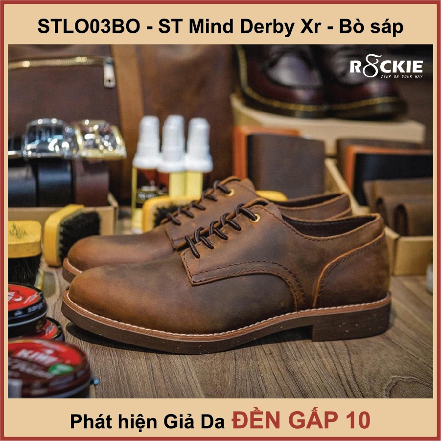 Giày da nam ST MindXr - da bò thật 100% - da sáp crazy horse -STLO03 - R8ckie