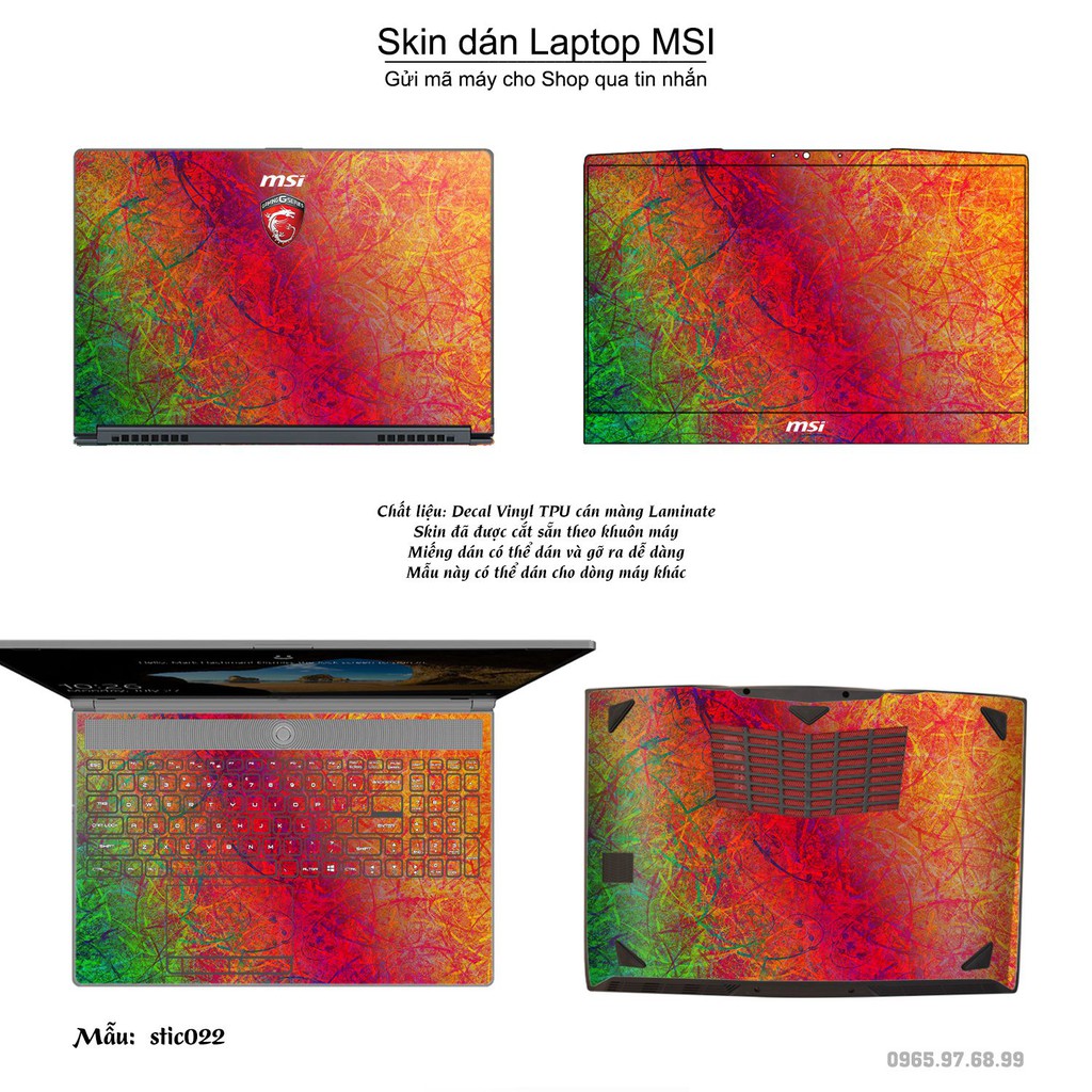 Skin dán Laptop MSI in hình Hoa văn sticker _nhiều mẫu 4 (inbox mã máy cho Shop)