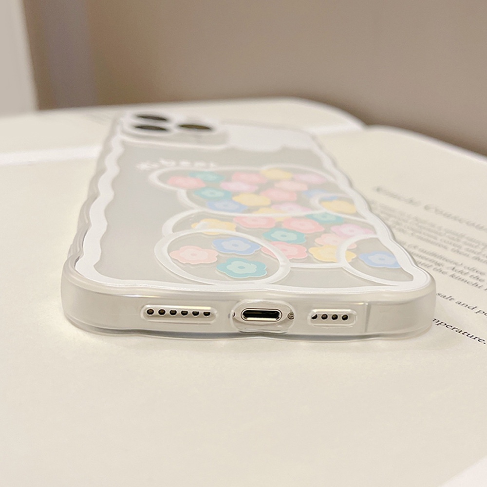 Ốp iphone 11 Ốp Điện Thoại Silicon Mềm Họa Tiết Hoa Và Gấu Cho iphone 7 8 plus 11 pro