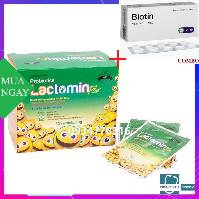 Combo Biotin 5mg+ Men LACTOMIN plus (hộp 30 gói)