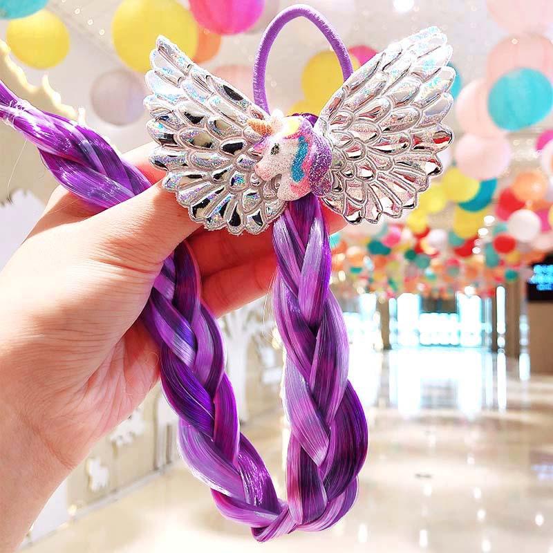 Dây Cộc Kèm Tóc Nhân Tạo Nhiều Màu Kim Tuyến Lấp Lánh Hoạt Hình Ngựa Unicorn Phụ Kiện Tóc Xu Hướng Mới