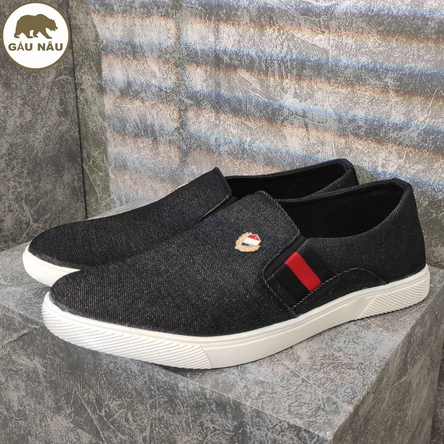 Giày lười nam thân vải siêu tốt đế chống trượt thơi trang GN361 Gấu nâu