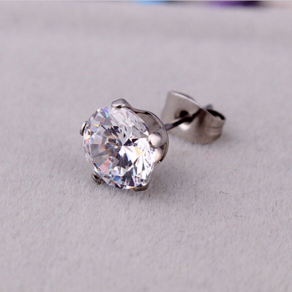 1 Khuyên Tai Bằng Thép Titan Đính Đá Zirconia Nhiều Màu Thời Trang Cho Nam Nữ