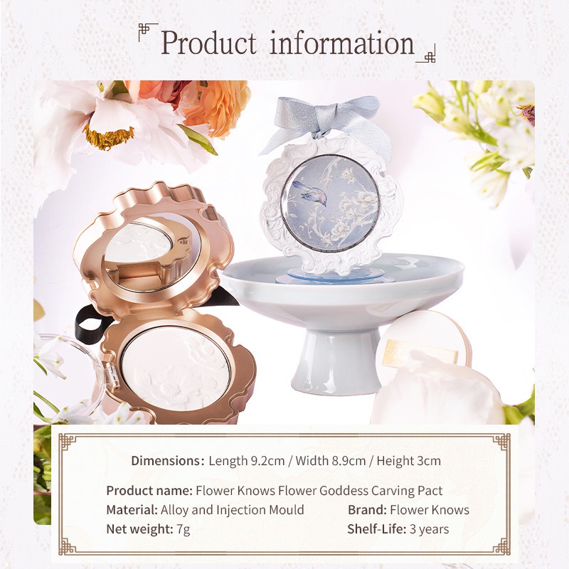 Phấn Phủ Flower Knows Dạng Nén Kiềm Dầu Kháng Nước Lâu Trôi Họa Tiết Hoa Dập Nổi Thiết Kế Vỏ Chạm Khắc 200g | BigBuy360 - bigbuy360.vn