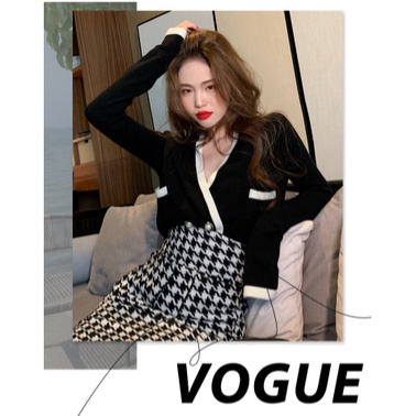 áo vest len phối chân váy dạ công sở E4 EMMA WINTER