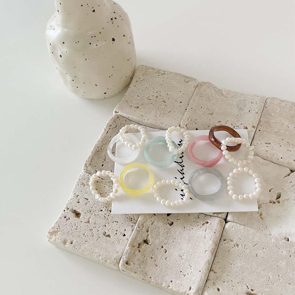 Bộ 2 Nhẫn Acrylic Trong Suốt Màu Kẹo Phong Cách Hàn Quốc Thời Trang