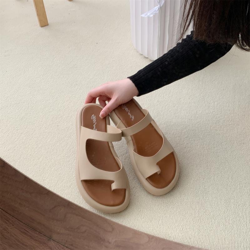 Dép nữ ulzzang xỏ ngón 3 màu đen trắng be thời trang thanh lịch