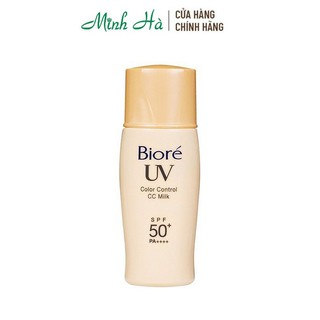Sữa chống nắng trang điểm Biore UV CC Milk SPF50+/PA++++ 30ml giúp che khuyết điểm và làm đều màu da