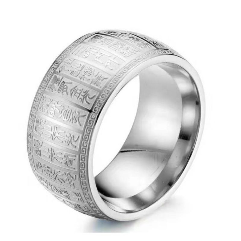 Nhẫn nam nữ Titan không đen khắc chú Ommani chú đại bi