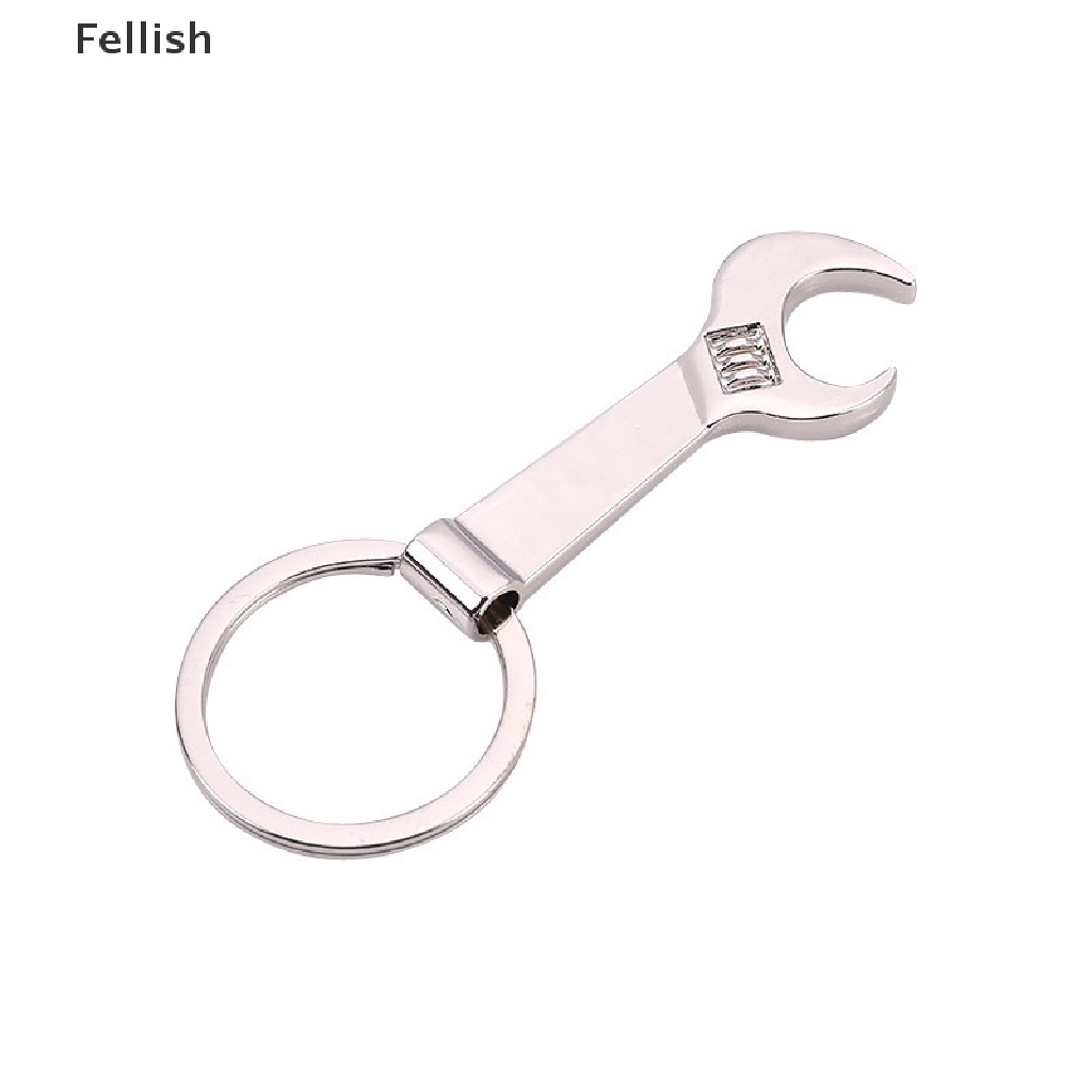 [Fellish] Car Metal Wrench Style Key Chain Creative Fashion Gift Silver Compact Keychain 436VN