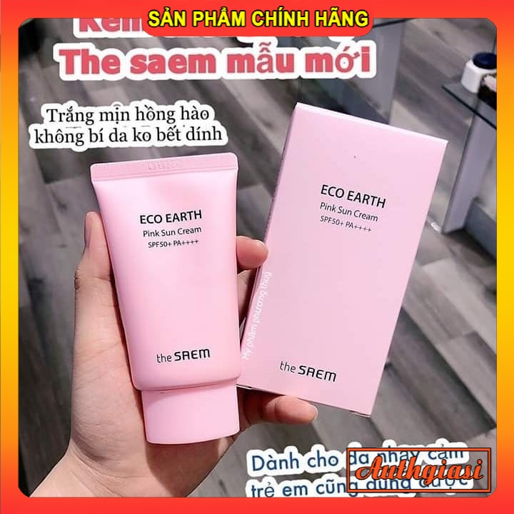 Kem Chống Nắng The SAEM HỒNG Eco Earth Pink Power Tone Up KCN SPF50+ PA++++