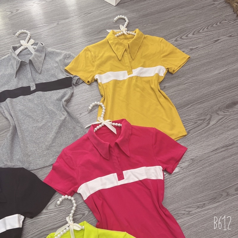Áo thun Body Pô Lô tay ngắn phối sọc phía trước