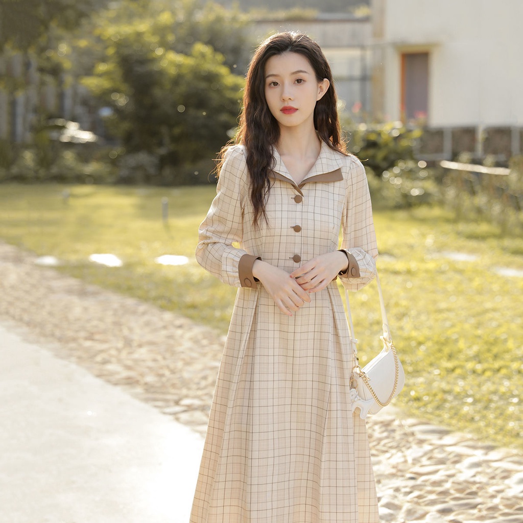 Đầm Ôm Dáng Chiết Eo Họa Tiết Kẻ Sọc Phong Cách Cổ Điển Thanh Lịch Dành Cho Nữ