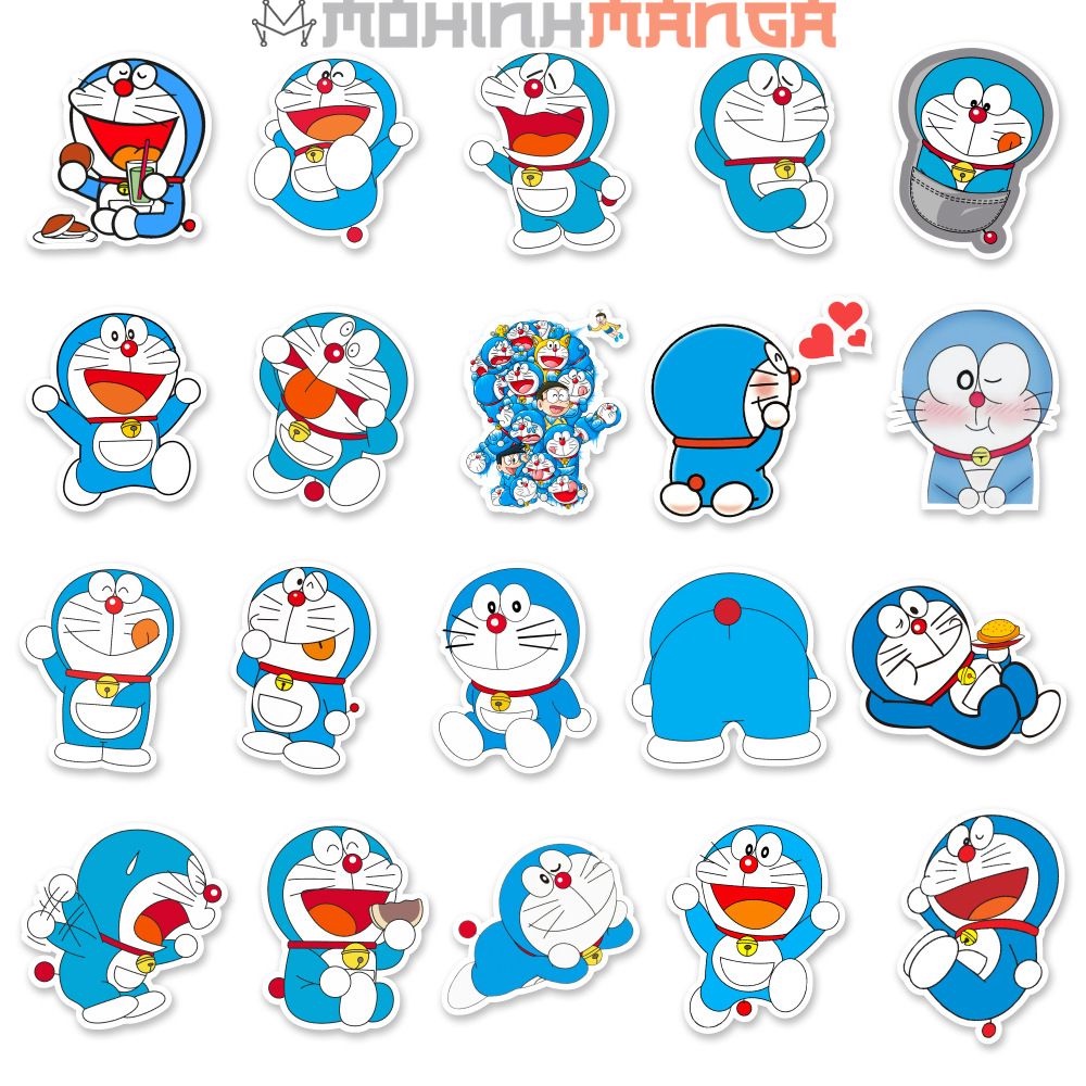 Sticker Doreamon Mèo máy đến từ tương lai Nobita Doremon siêu đẹp miếng dán decal trang trí tủ vali bàn học nón bảo