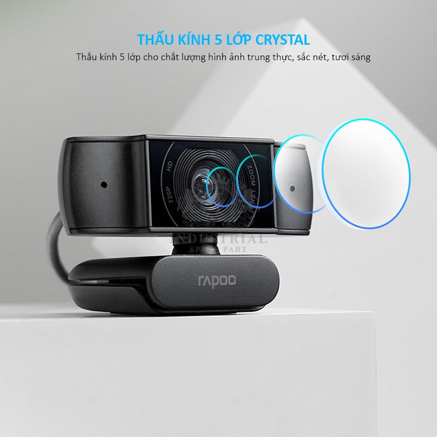 Webcam Rapoo C200 HD 720p học online, gọi điện video, webcam họp trực tuyến, Live Stream Hàng chính hãng, cắm là chạy