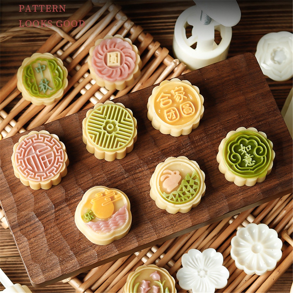 Khuôn Nhấn Tay Làm Bánh Trung Thu DIY Tiện Dụng