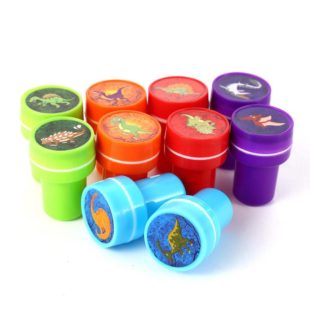 Con dấu đồ chơi bằng cao su hình khủng long hoạt hình nhiều màu cho trẻ em