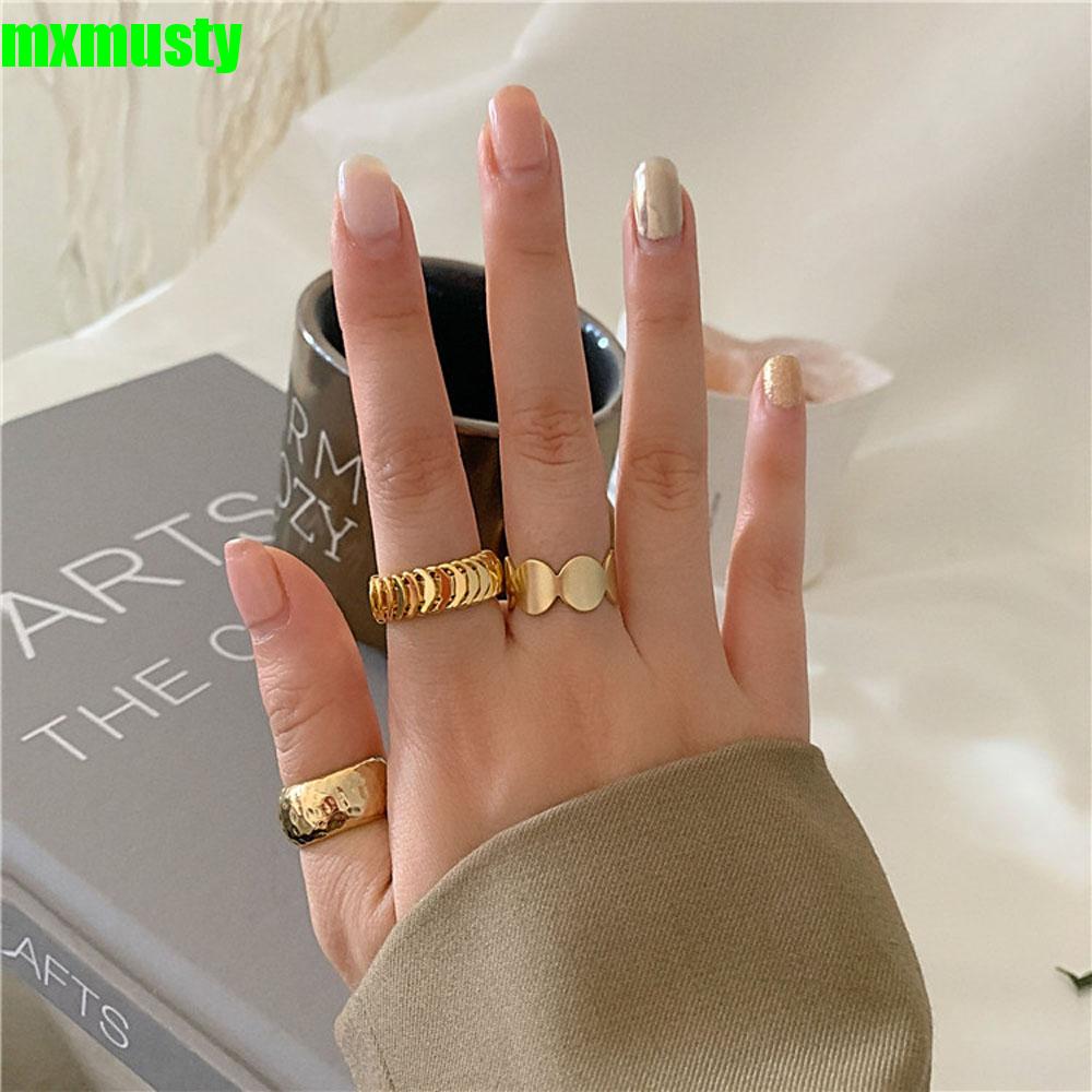 MXMUSTY Punk Jewelry Minimalist Fashion Accessories Finger Ring Thumb Ring|Color Knuckle Rings Geometric Adjustable Chic Party Jewelry/Multicolor