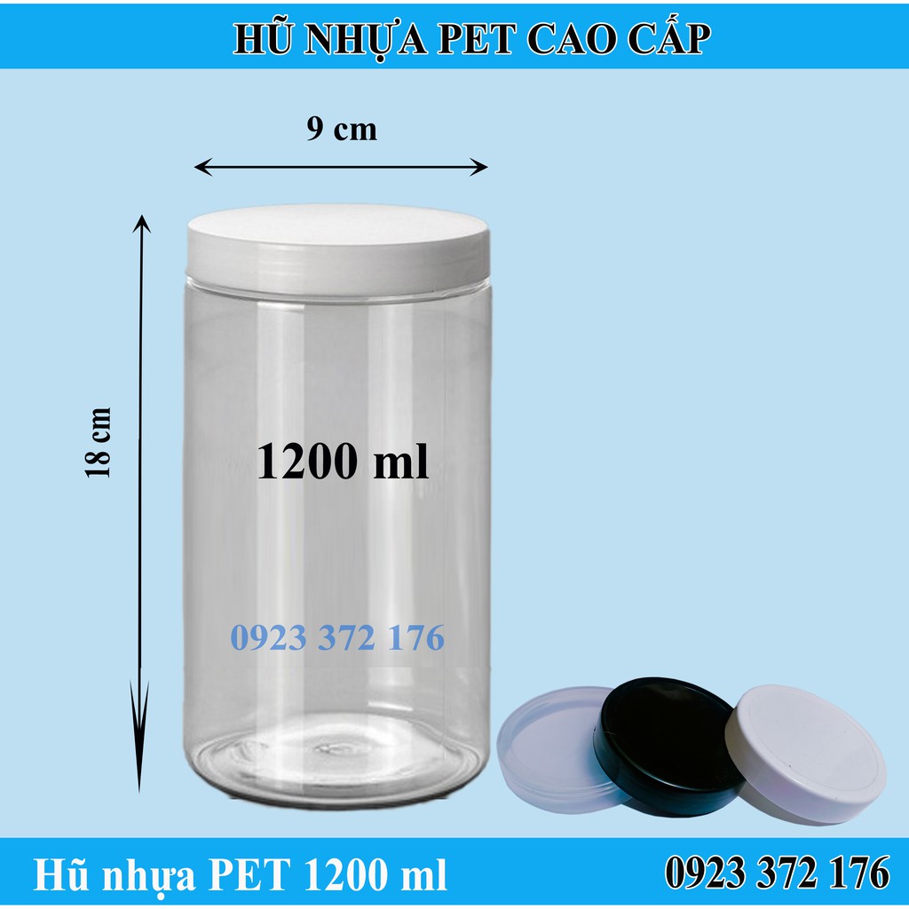 Hộp Hũ Nhựa PET 1200ml Nắp Nhựa - Đựng Thực Phẩm Đồ Khô Ngũ Cốc