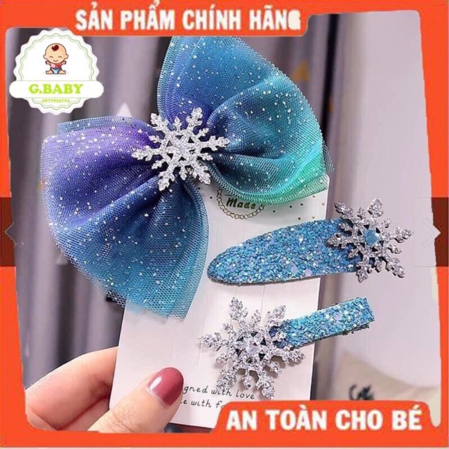 Set 3 Kẹp Tóc Công Chúa Elsa Xinh Yêu Cho Bé