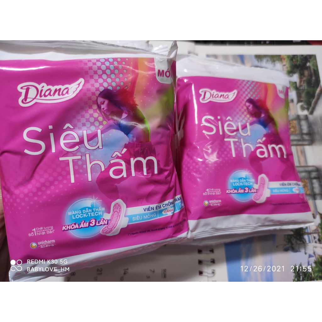 ( Combo 5 gói ) BVS Diana siêu thấm siêu mỏng cánh, gói 2m hàng KM