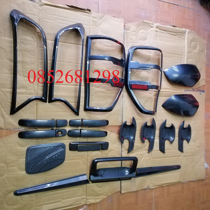 Combo Bộ ốp vân carbon Trang Trí Full xe Ford Ranger các đời xe 2016 đến 2021