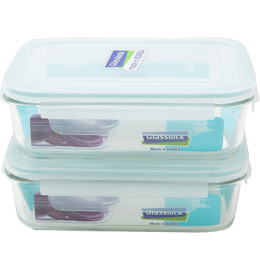 Bộ 2 Hộp Thủy Tinh Glasslock Lunch100 1000ml Và Túi Giữ Nhiệt