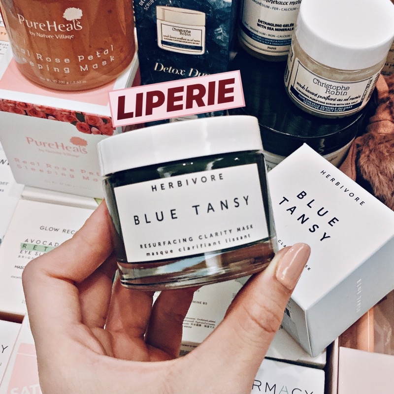 Mặt nạ cho da mụn Herbivore Blue Tansy AHA + BHA Resurfacing Clarity Mask