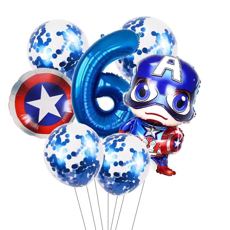 Set 7 bong bóng lá nhôm hình hoạt hình các siêu anh hùng trang trí tiệc sinh nhật cho bé