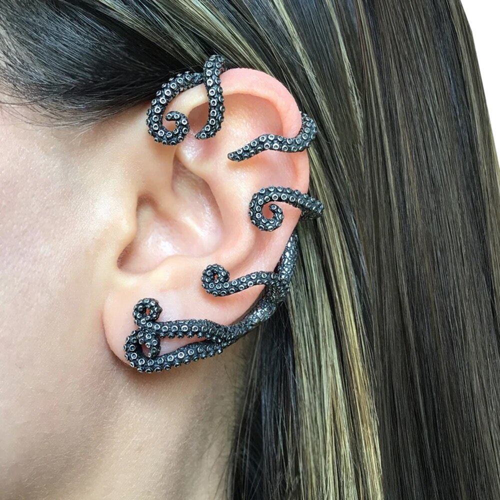 Khuyên Vành Tai Hình Móng Vuốt Rồng Bạch Tuộc Phong Cách Gothic Punk