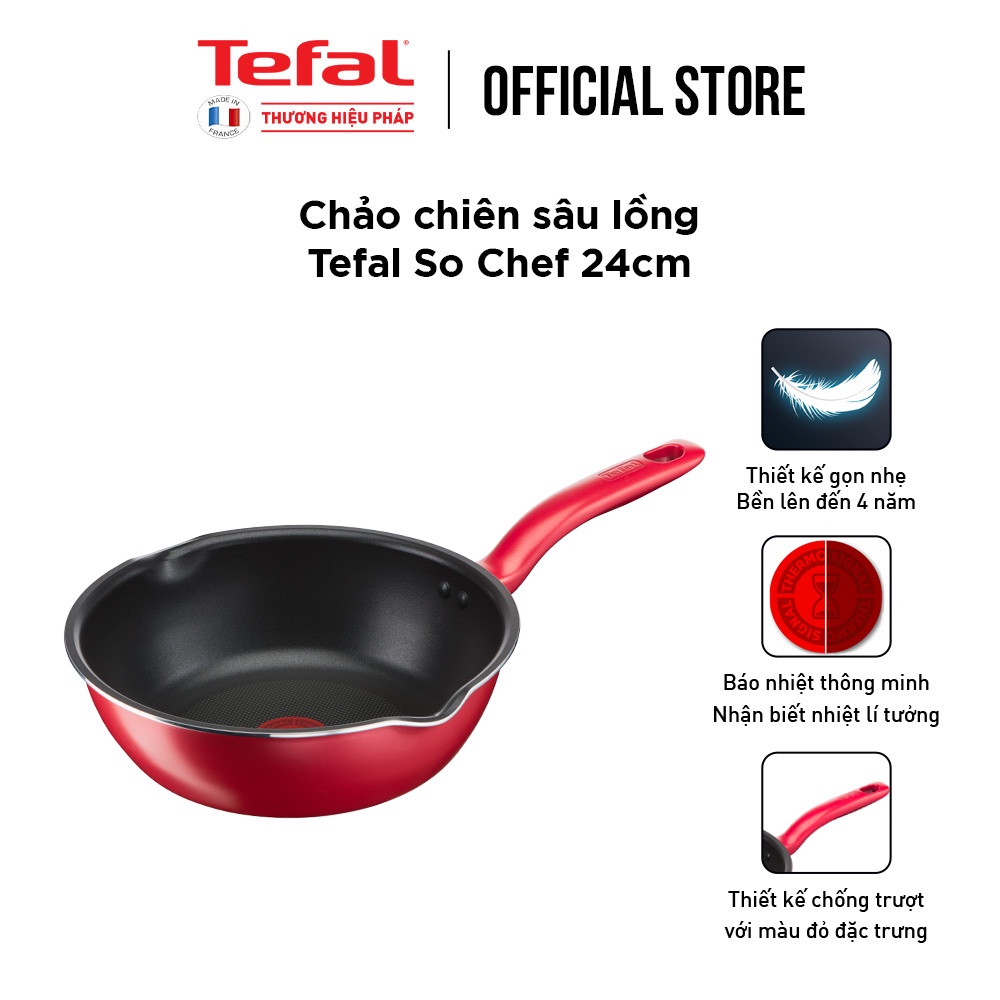 [LIFEMC11BPC -8% đơn 350K] Combo Tefal So Chef Chảo chiên 21cm &amp; Nồi 22cm &amp; Chảo chiên sâu lòng 24cm