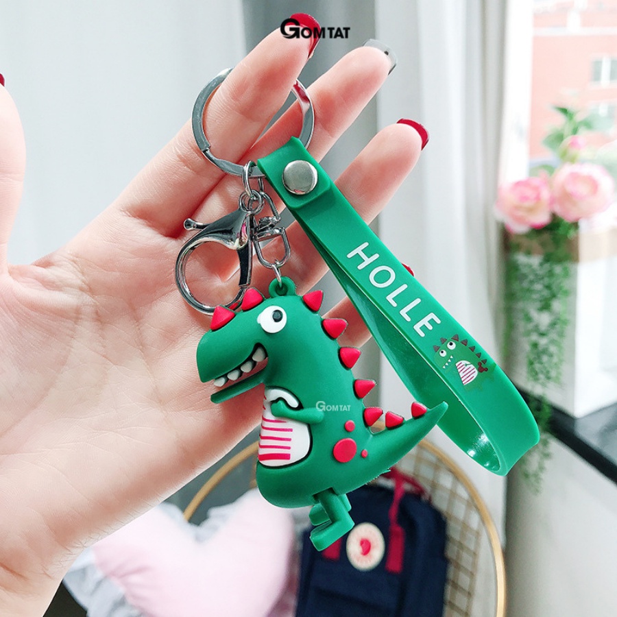 Móc treo chìa khóa thời trang GOMTAT mẫu khủng long, treo trên balo túi xách siêu dễ thương - KEY-CHAIN-004