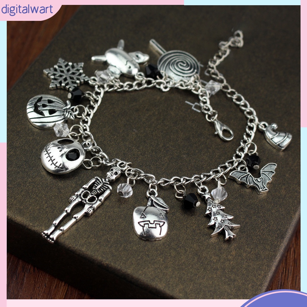 Vòng Tay Hợp Kim Mặt Hình Đầu Lâu Phong Cách Halloween Thời Trang Cho Nữ