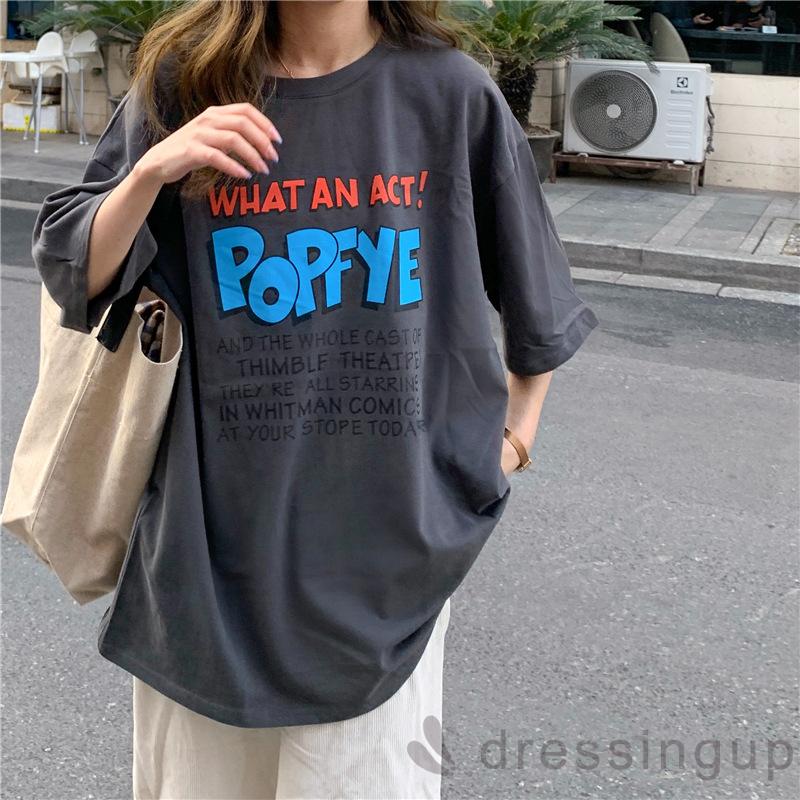 Áo Thun Nữ Tay Ngắn Dáng Rộng In Chữ Cá Tính