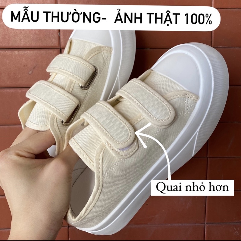 (CÓ SẴN ĐEN TRẮNG) Giày thể thao vải canvas quai dán đế bánh mì phong cách ulzzang - tunime store MãF313