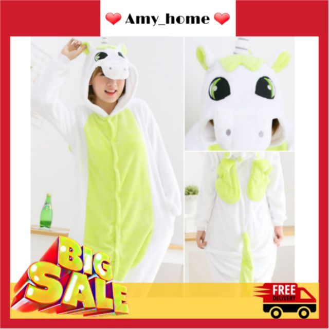 Bộ đồ thú Unicorn xanh