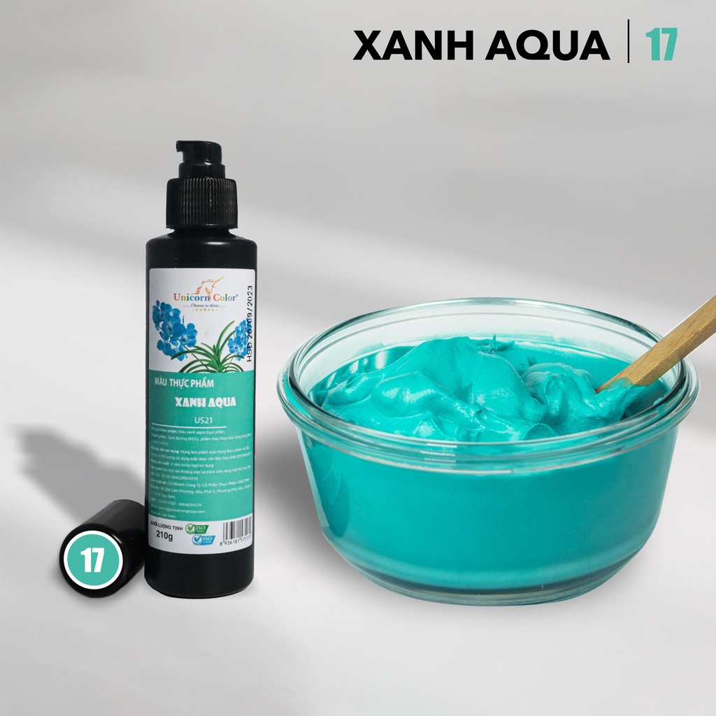 Màu thực phẩm 210g - Xanh Aqua MS17 (Syrup color Aqua) - Unicorn color