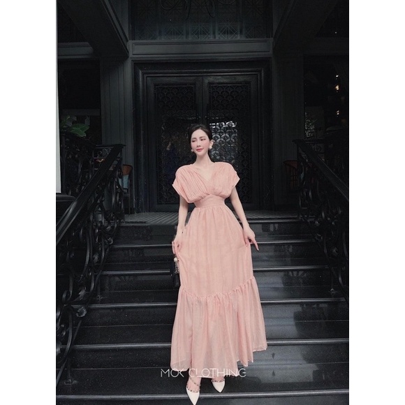 Maxi chiết eo cổ cánh dơi đi biển HN