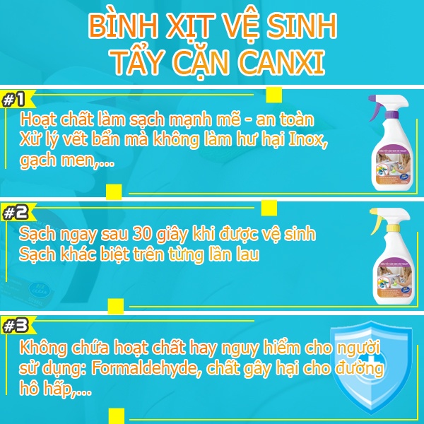 Tẩy cặn canxi Hàn Quốc, làm sạch vách kính, vòi nước, bồn sứ, sàn nhà tắm - an toàn, tiện lợi, sạch sẽ