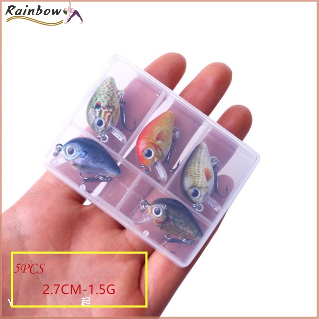 Set 5 Mồi Giả Nhử Cá Mini 2.7CM 1.5g Bằng Nhựa Kèm Hộp Đựng