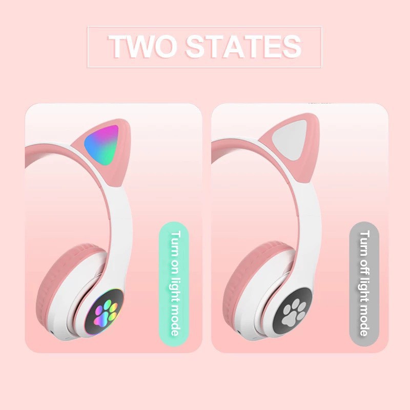 Tai Nghe Bluetooth Chụp Tai Không Dây | Tai Nghe Bluetooth Tai Mèo Có mic, Chống Ồn, Đèn Led Đổi Màu | BigBuy360 - bigbuy360.vn
