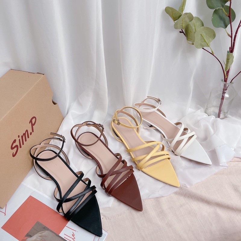 Giày sandal nữ SimP mũi mhọn dây đan chéo - SV3
