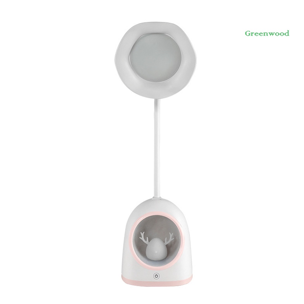 【Green】Eye Protection LED Snow Deer Desk Lamp Rechargeable Student Reading Night Light
