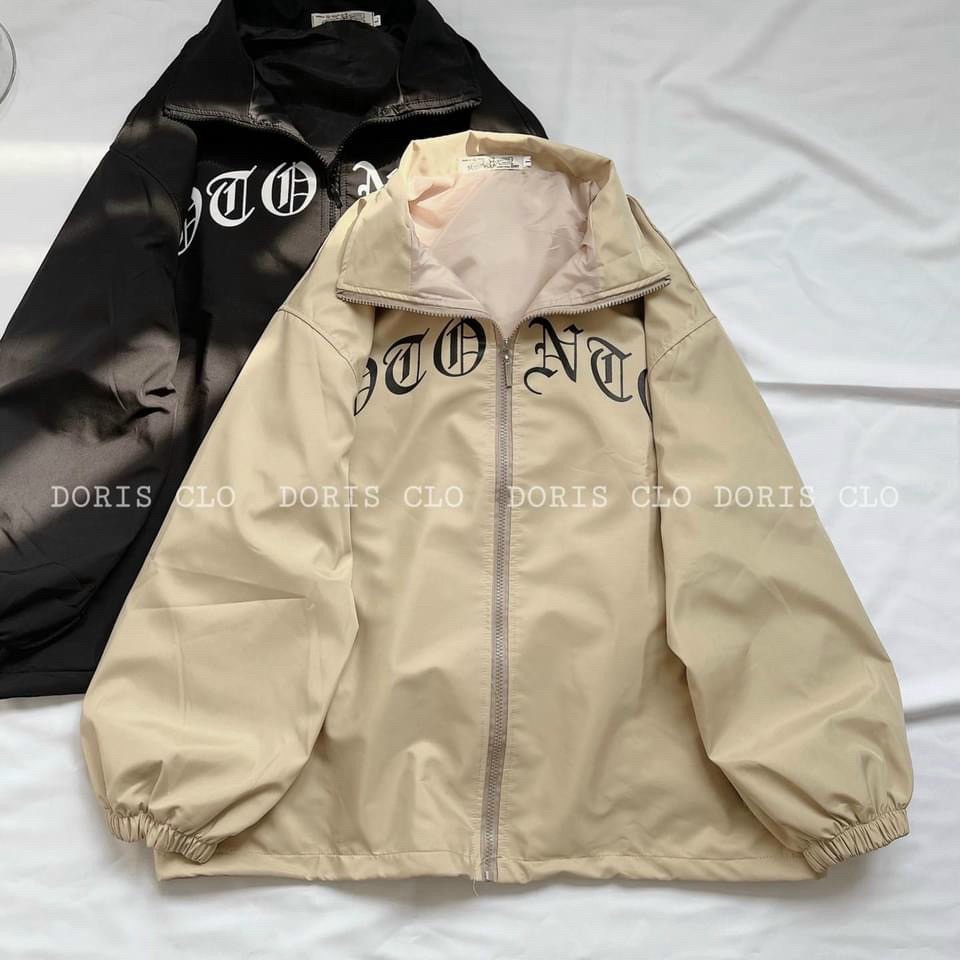Áo Khoác Gió Unisex 2 Lớp Lót Dù Cổ Bẻ In Chữ 2 Màu Form Rộng Mặc 4 Mùa [NEW UNISEX]